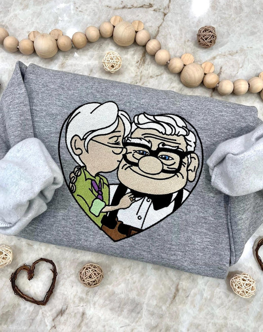 Old couple adult embroidered sweater