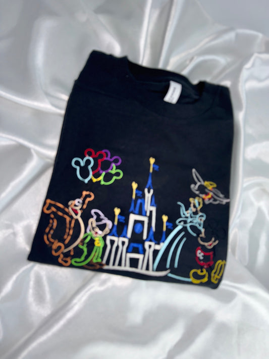 Adult castle embroidery t-shirt