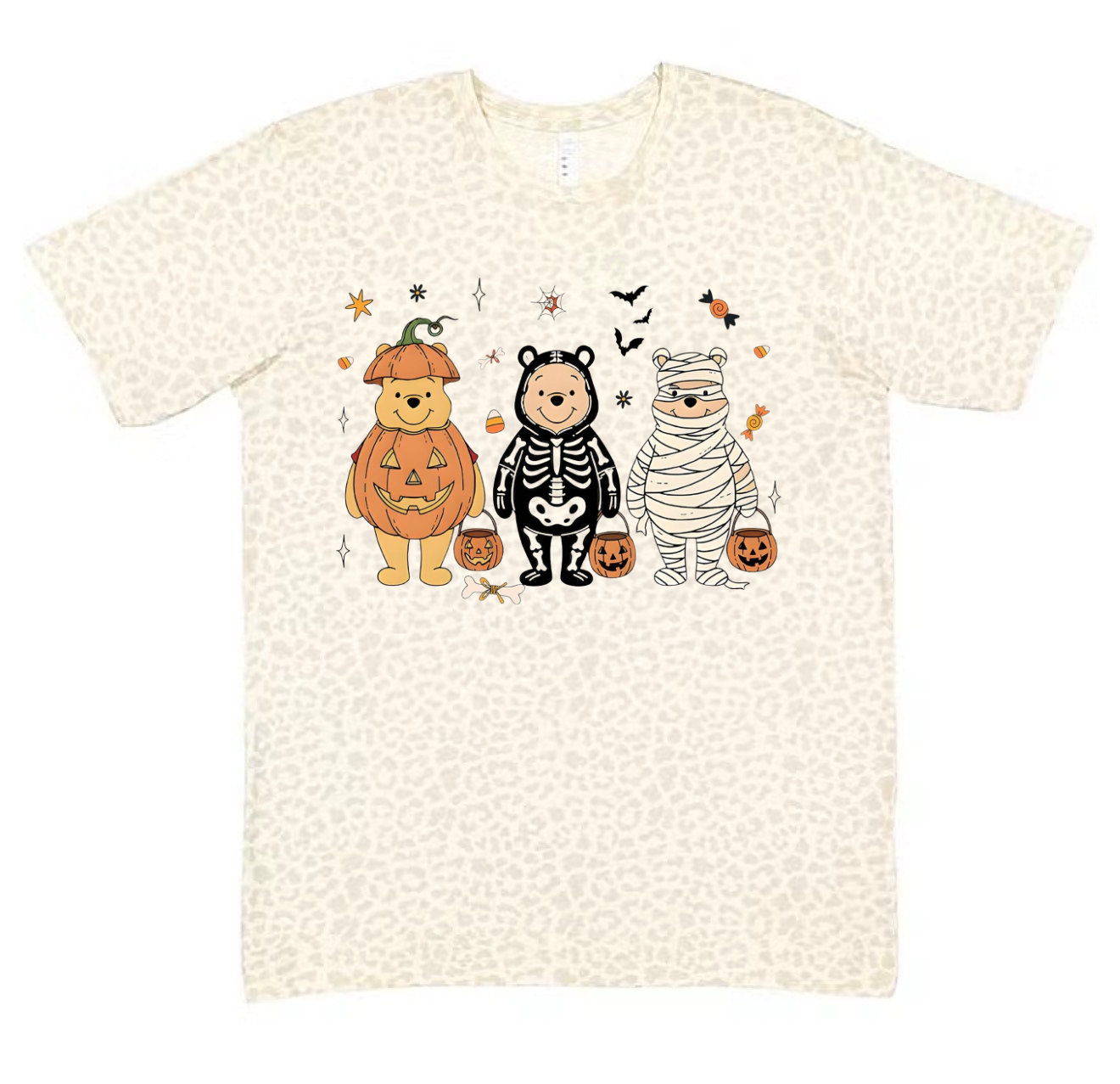 Spooky Pooh leopard graphic t-shirt